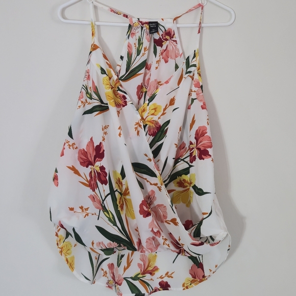 Emery Rose 1XL Floral Halter Top Surplice Wrap Front Boho Tropical Summer Blouse - Picture 2 of 13